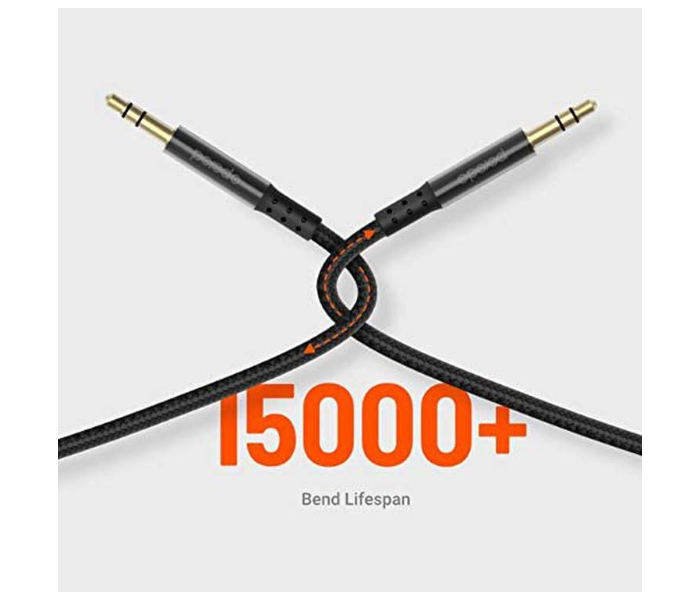 Porodo PD-AUA12-BK 1.2 Meter Durable Braided AUX Metal Shell Cable with Premium Finish and Pure Quality Sound - Black - Zoom Image 3