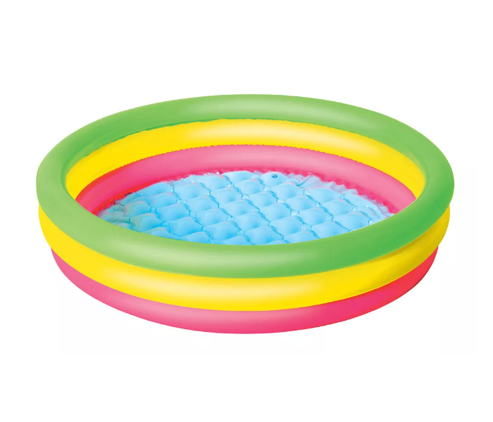 Bestway 51104 1.02M X 25Cm Vinyl Summer Set Kids Round Play Pool - Green and Yellow - Zoom Image