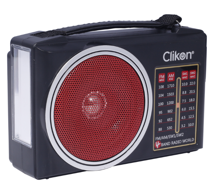 Clikon CK838 1200mAh Radio with Solar Panel - Black - Zoom Image 2