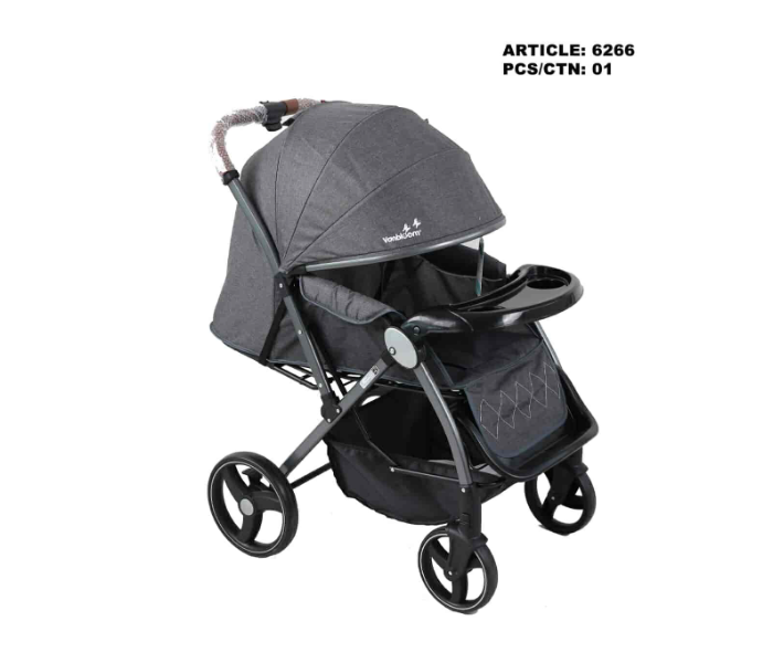 6266 Foldable One Hand Folding Baby Stroller with Adjustable Push Handlebar and Carry Bag - Grey - Zoom Image