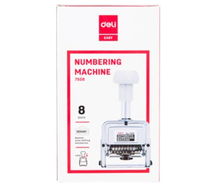 Deli 7508 8 Digits Easy Automatic Numbering Machine - White - Zoom Image