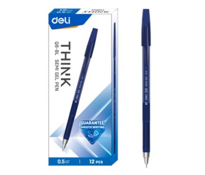 Deli Q8-BL 0.7mm Bullet Tip Semi Gel pen - Blue - Zoom Image