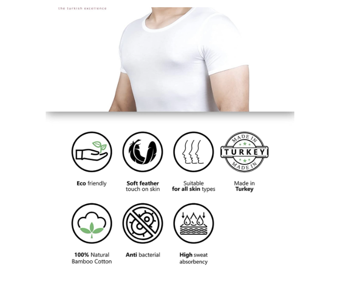 Merdin Fannila 2 Piece Small Bamboo Cotton Anti-Bacterial Sweat Absorbing Eco-Friendly Inner Vest For Men -White - Zoom Image 3