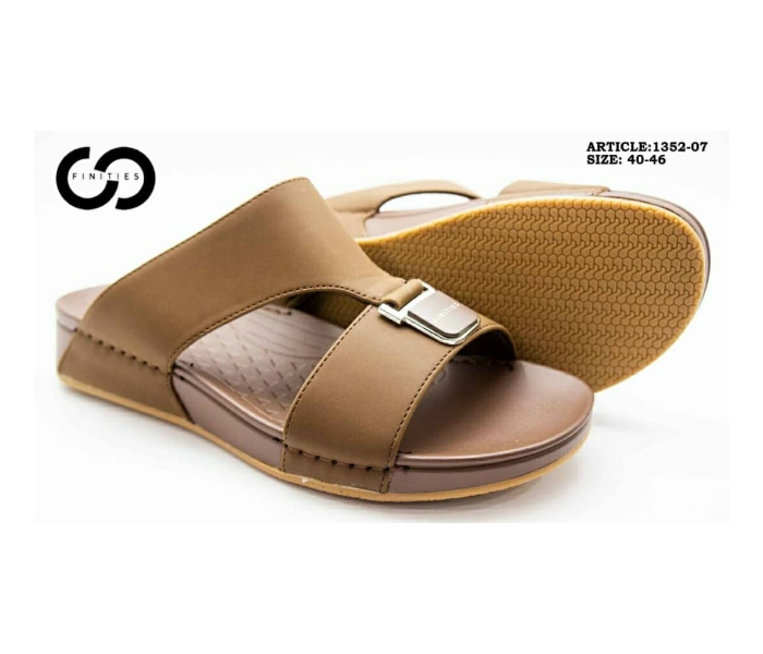 Finities 1352-07 46 EU Comfortable Stylish Flat Sandal For Men - Coffee - Zoom Image