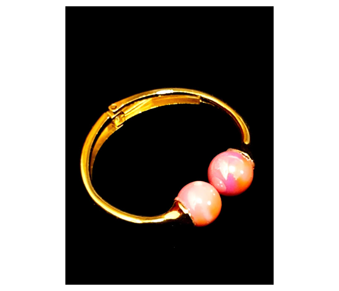 Strabella BR1-05a Openable Bracelet with Beads for Women - Pink and Gold - Zoom Image