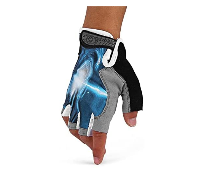 2 Pieces Large Robesbon Breathable Unisex Half Finger Cycling Bicycle Gloves with Anti Slip Elastic Rib Fabric - Grey and Blue - Zoom Image