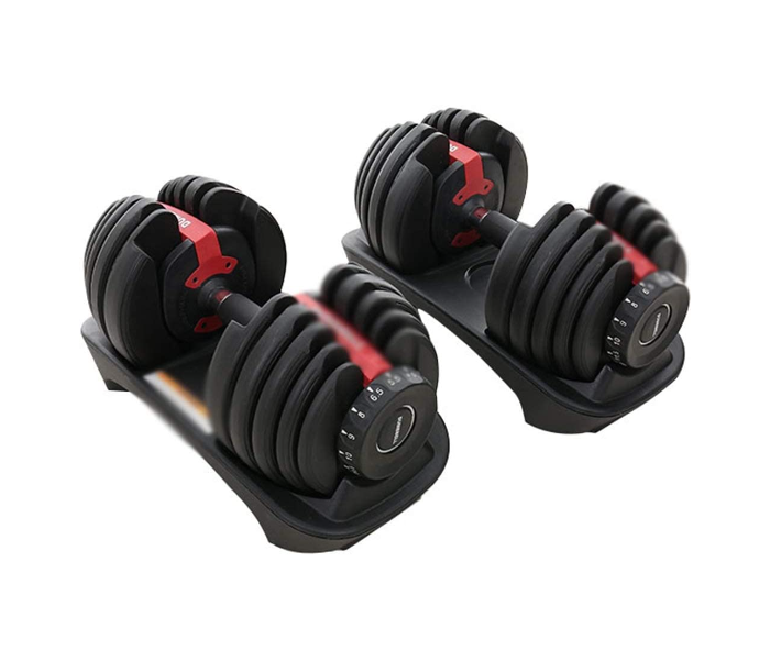 Body Line Sport 24 kg Automatic Combination Hand Held Weight Change Dumbbell -Black and Red - Zoom Image