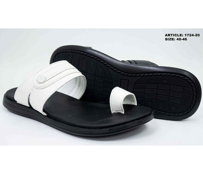 1724-20 44 EU Comfortable Stylish Flat Sandal For Men  -White - Zoom Image