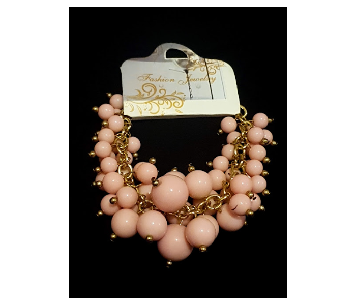 Strabella BR1-19a Elegant Beaded Bracelet for Women - Pink and Gold - Zoom Image