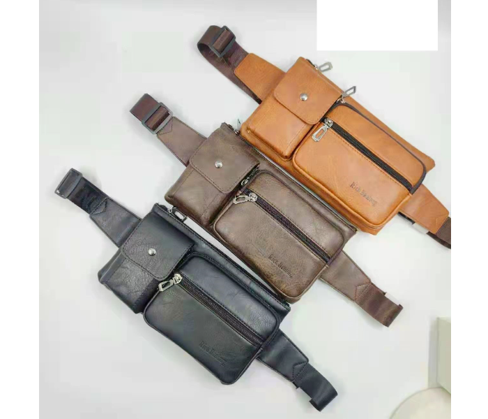 Fanny Pack Waist Bag Money or Phone Genuine Leather Travel Purse for Men - Brown - Zoom Image