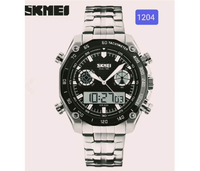 Skmei 1204 Gents Chain Double Time Analog Watch for Men - Black - Zoom Image