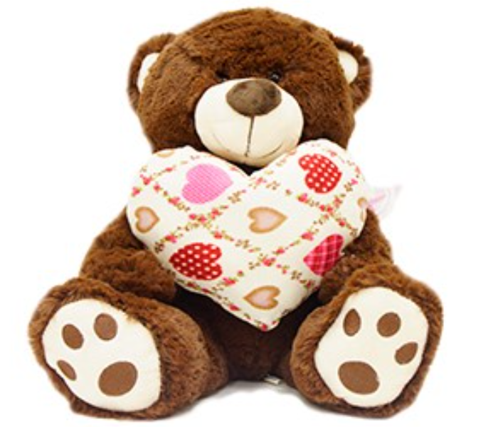 W4-2024-1 34CM Bear Soft Doll with Heart for Kids - Brown - Zoom Image