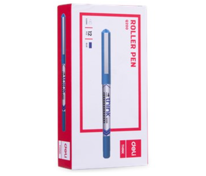 Deli Q20030 12 Pieces 0.5mm Roller Ball Pen - Blue - Zoom Image 1