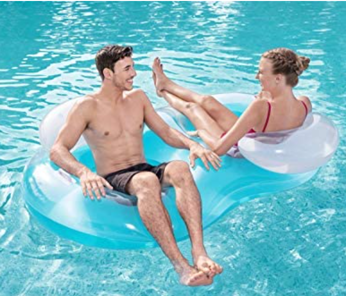 Bestway 43009 1.88M X 1.17M Vinyl Double Seater Swim Ring Float with Headrest -Blue - Zoom Image 2