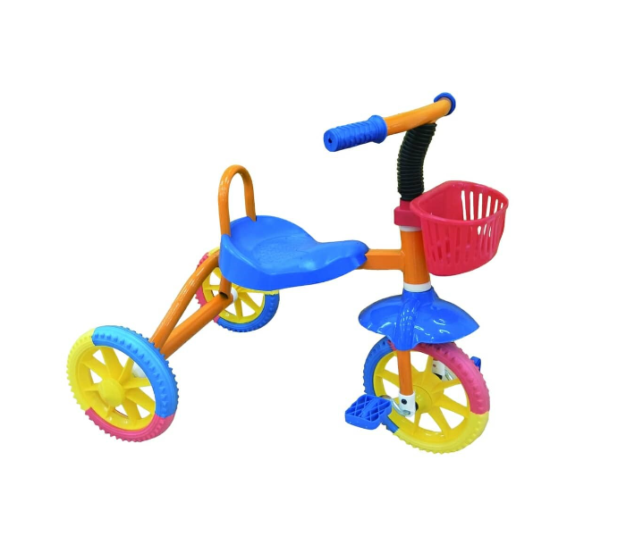 HB04 Ride On Toy Tricycle with Basket and Multicolor Wheels for Kids - Blue - Zoom Image