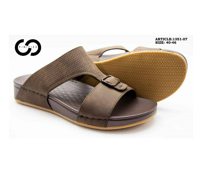 Finities 1351-07 45 EU Comfortable Flat Sandal For Men - Coffee - Zoom Image