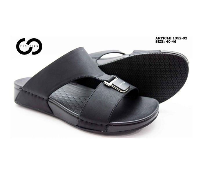 Finities 1352-02 42 EU Comfortable Stylish Flat Sandal For Men -Black - Zoom Image