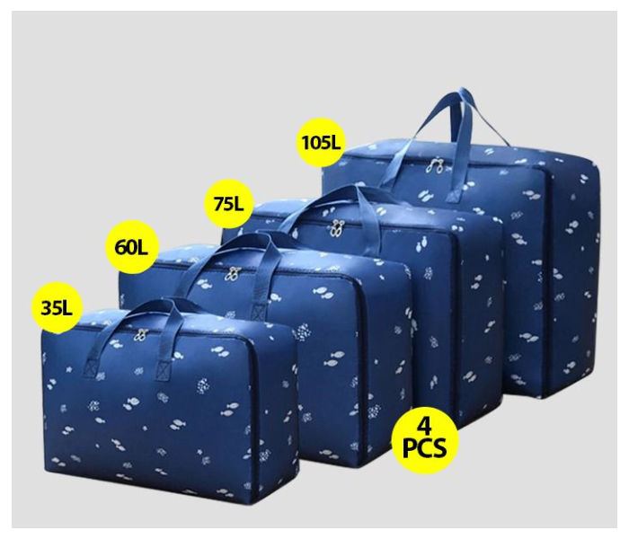 4 Pieces Portable Space Saver Zipper Packing Bags Organizer - Blue - Zoom Image 1