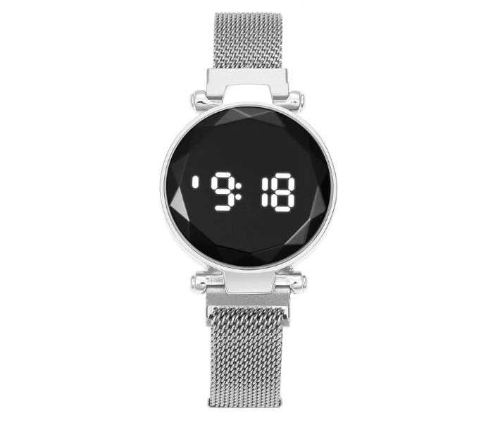 Fashionable Iron Strap Digital Display Magnetic Watch For Women - Silver - Zoom Image 2