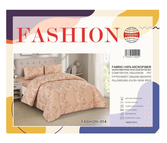 Fashion Microfiber Print 4 Piece Comforter Set 014 - Peach - Zoom Image