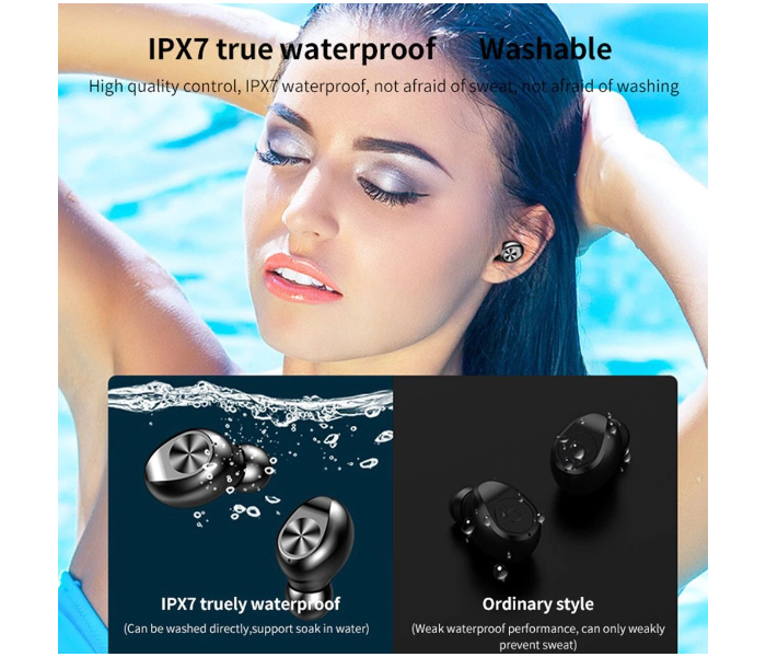 F9 WirelessIPX7 Waterproof Sports HiFi Stereo in-Ear Headset with Power Display Bluetooth Earbuds - White - Zoom Image 11