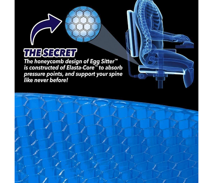 Anti-Decubitus Breathable Gel Cushion Chair Pads with Non-Slip Cover Egg Seat Cushion - Blue - Zoom Image 5