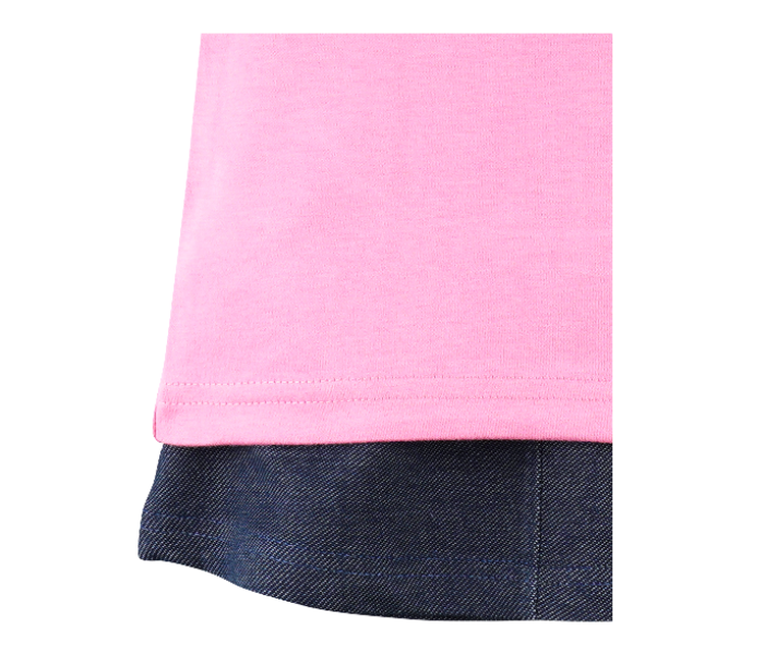 Popees Zest Comfortable Half Sleeve Top with Skirt for 2 Years Babies - Pink and Blue - Zoom Image 4