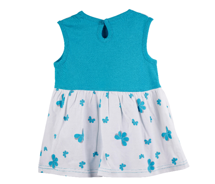 Popees Estelle Comfortable Half Sleeve Frock with Trouser for 1 Years Babies - White and Blue - Zoom Image 2