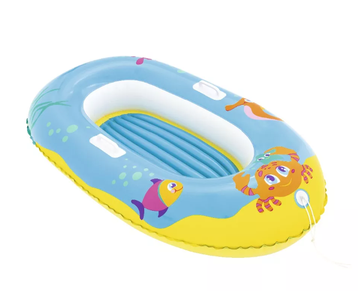 Bestway 34009 1.19M X 79Cm Vinyl Happy Crustacean Junior Inflatable Boat -Blue and Yellow - Zoom Image