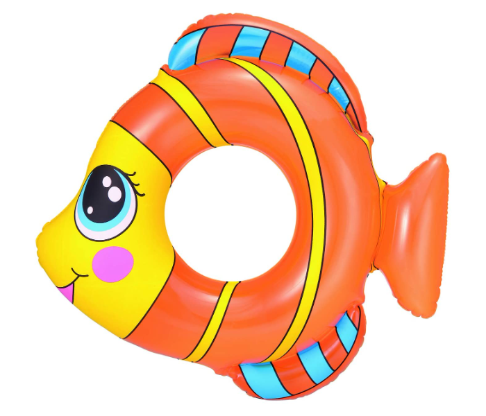 Bestway 36111 81C X 76C Vinyl Inflatable Friendly Fish Beach Float Pattern Swim Ring -Orange - Zoom Image