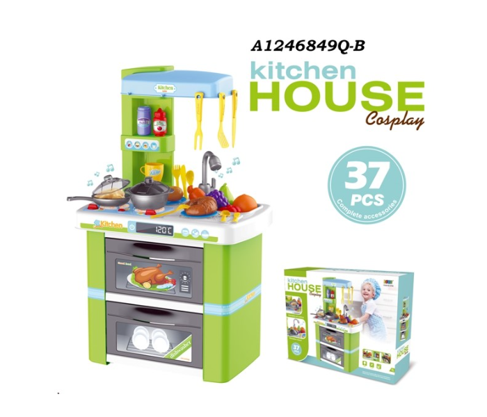 8760 37 Pieces Complete Kitchen Playset for Kids - Grey and Green - Zoom Image