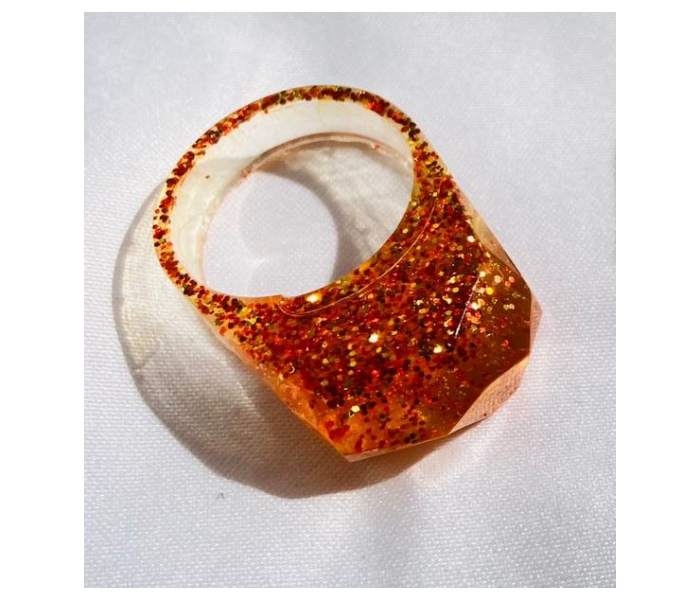 Resin 813 Personalised Stylish and Elegant Finger Ring - Glitter Gold - Zoom Image