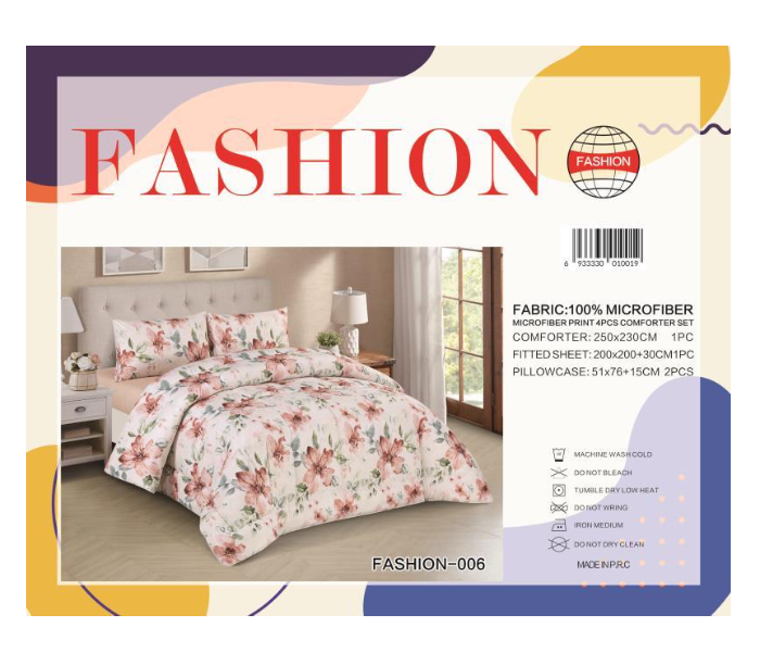 Fashion Microfiber Print 4 Piece Comforter Set 006 - Soft Peach - Zoom Image