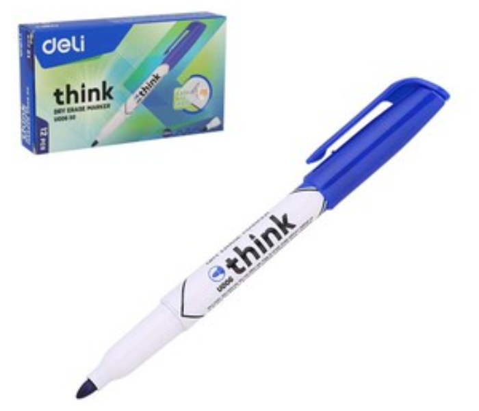 Deli U00630 12 Piece Think Bullet Tip Dry Erase Marker - Blue - Zoom Image 2