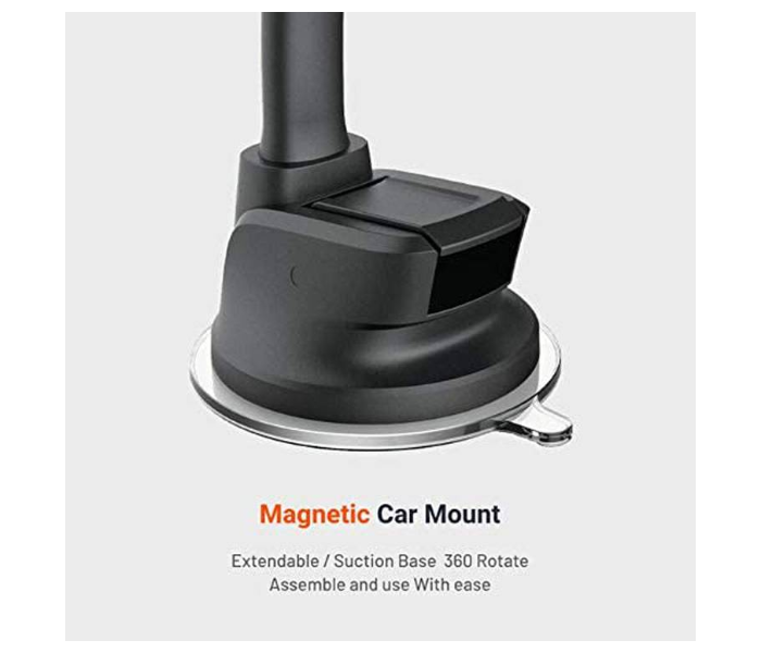 Porodo PD-ALUFLMM-GY Aluminum Washable Magnetic Car Mount with Auto Lock Movement and Flexible Neck - Grey - Zoom Image 3