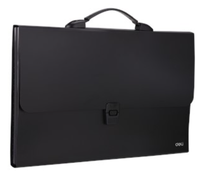 Deli B40602 13 Pockets A4 Papers Expanding File with Buckle and Handle - Black - Zoom Image