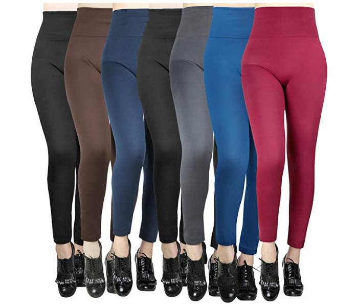 Ladies Plain Free Size Stretchy New Viscose Full Length Leggings (6pcs)  - Zoom Image 2