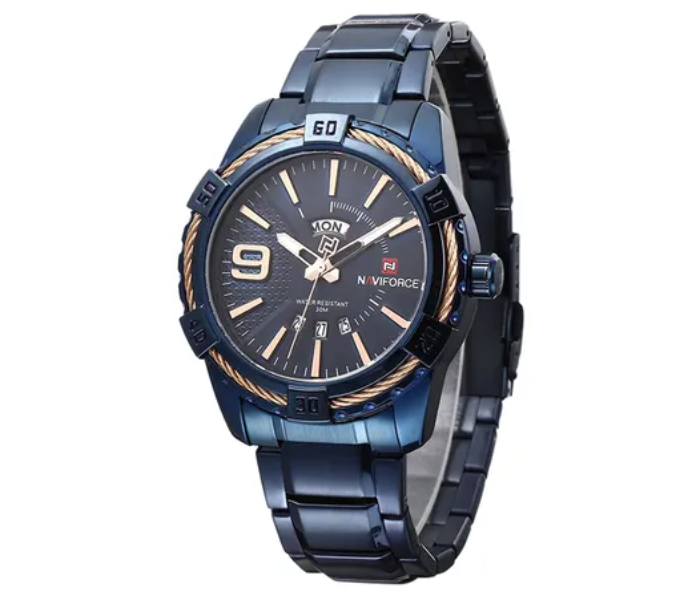 Naviforce 9117 Quartz Movement Water Resistant Stainless Steel Analog Watch For Men - Blue - Zoom Image 2