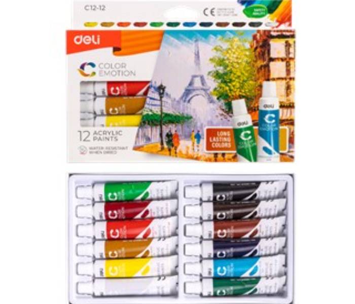 Deli C12-12 Color Emotion 12ml Tube 12 Colors Acrylic Colors - Zoom Image