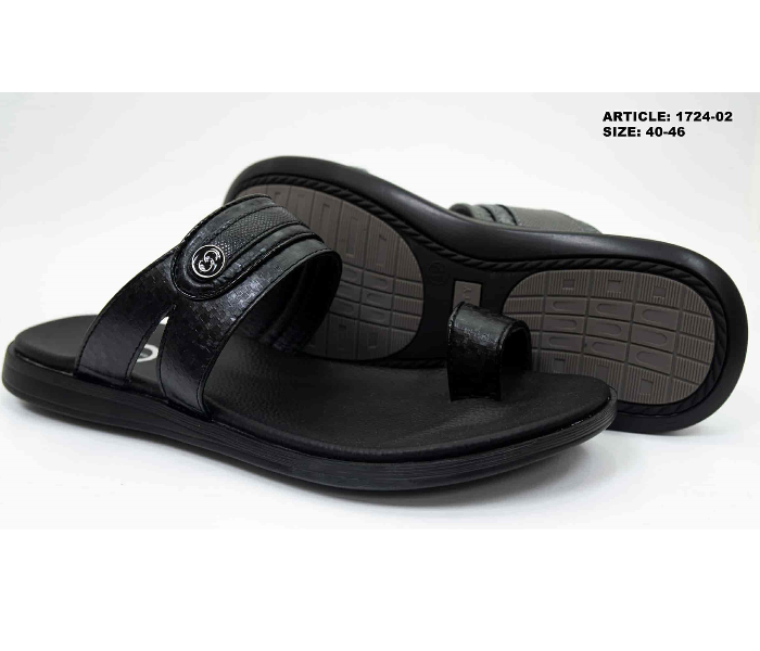 1724-02 41 EU Comfortable Stylish Flat Sandal For Men -Black - Zoom Image