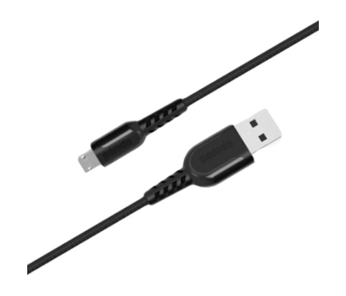 Porodo PD-MMETRP12-BK 1.2 Meter Super Durable Metal Braided Micro USB Fast Charging Cable - Black - Zoom Image