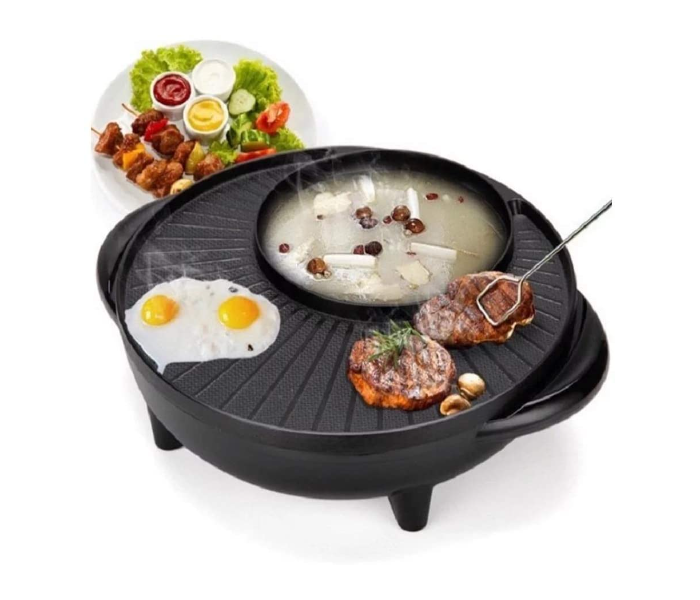 2 in 1 Non-Stick Smokeless Multi-Function Electric Barbecue Oven - Black - Zoom Image 1