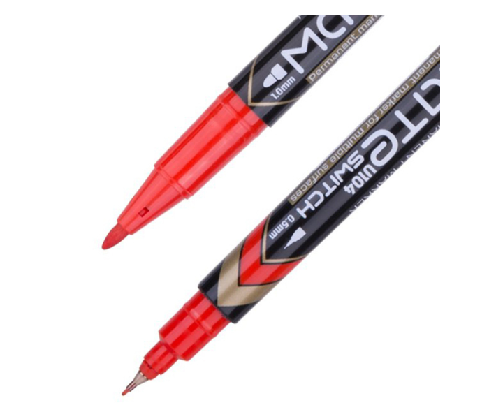 Deli U10440 12 Piece Mate Twin Permanent Marker - Red - Zoom Image 3