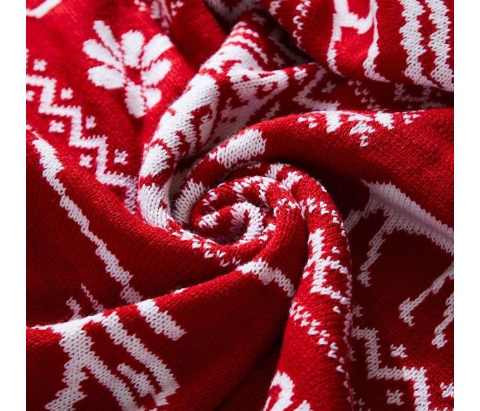 Lazy Panda CTKT001 Christmas Themed Soft Woolen Knitted Throw Blanket - Red and White - Zoom Image 3