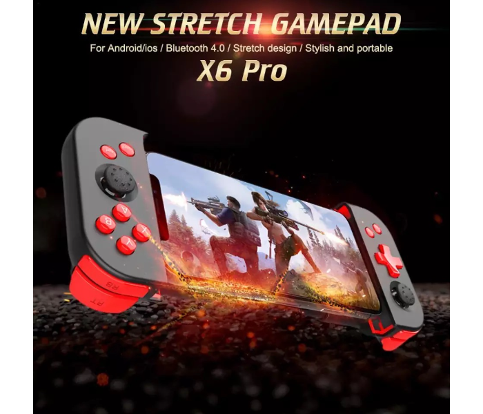 ANA Dreamworks X6 PRO-RED and BLACK Lady Bug Stretch Dual Joystick Bluetooth Gamepad For Android and IOS -Black and Red - Zoom Image 2