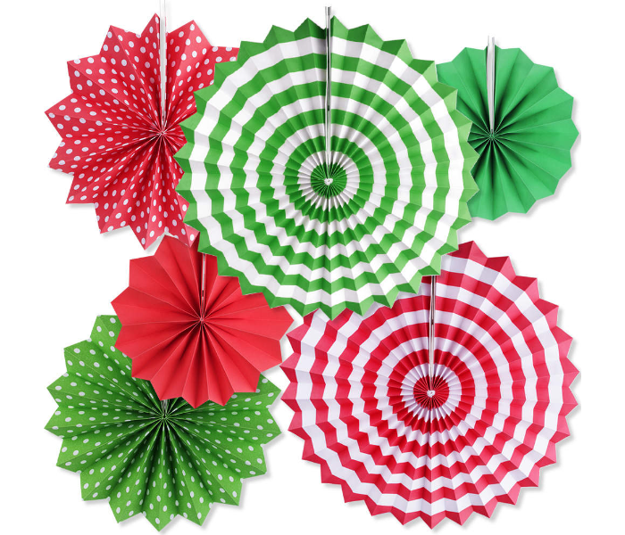 Decor 1 Christmas Full Decor Set - Christmas Paper Fan Set Of Six Piece Christmas Fishtail Flag Paper Flower Balls Christmas Photo Set Elderly Aluminum Balloon - Zoom Image 6