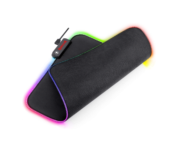 Redragon P026-RGB Pluto RGB LED Large Soft Matt Gaming Mouse Pad with Nonslip Base and Stitched Edges - Black - Zoom Image 6