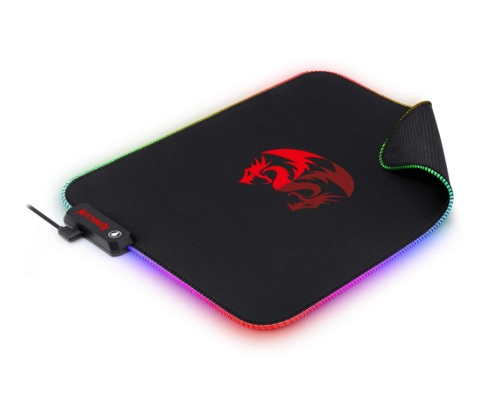 Redragon P026-RGB Pluto RGB LED Large Soft Matt Gaming Mouse Pad with Nonslip Base and Stitched Edges - Black - Zoom Image 2