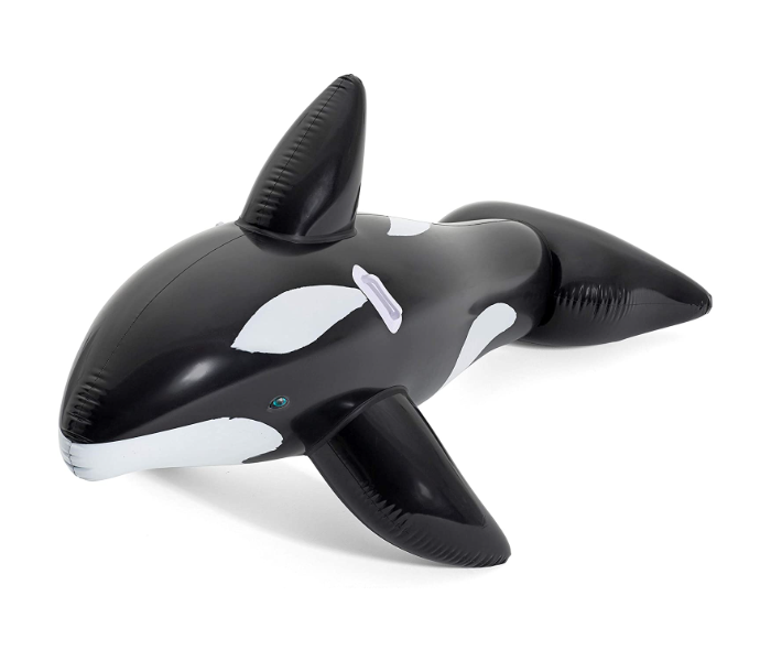 Bestway 41009 2.03M X 1.02M Jumbo Inflatable Whale Rider Pool Float -Black and White - Zoom Image 1