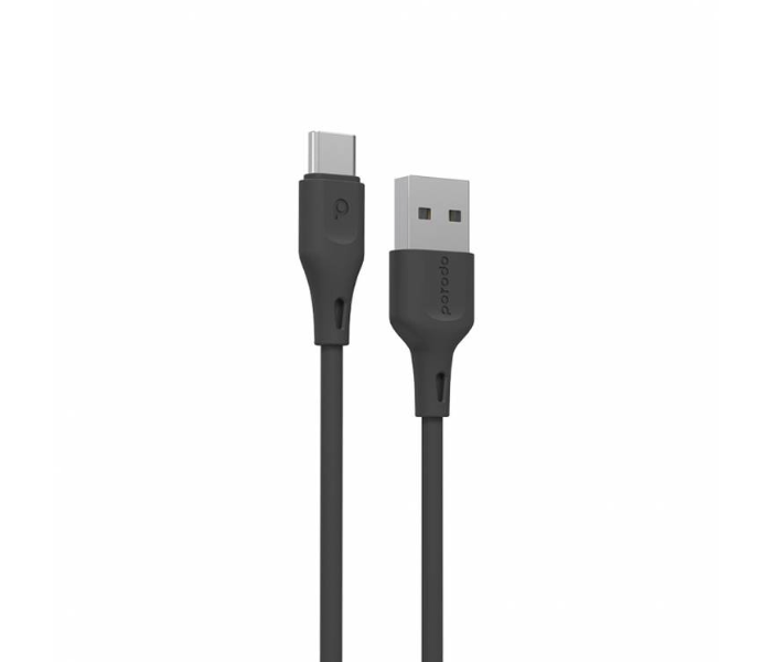 Porodo PD-U2CC-BK 3A 1.2 Meter PVC Durable Fast Charge  Type-C Cable - Black - Zoom Image 2